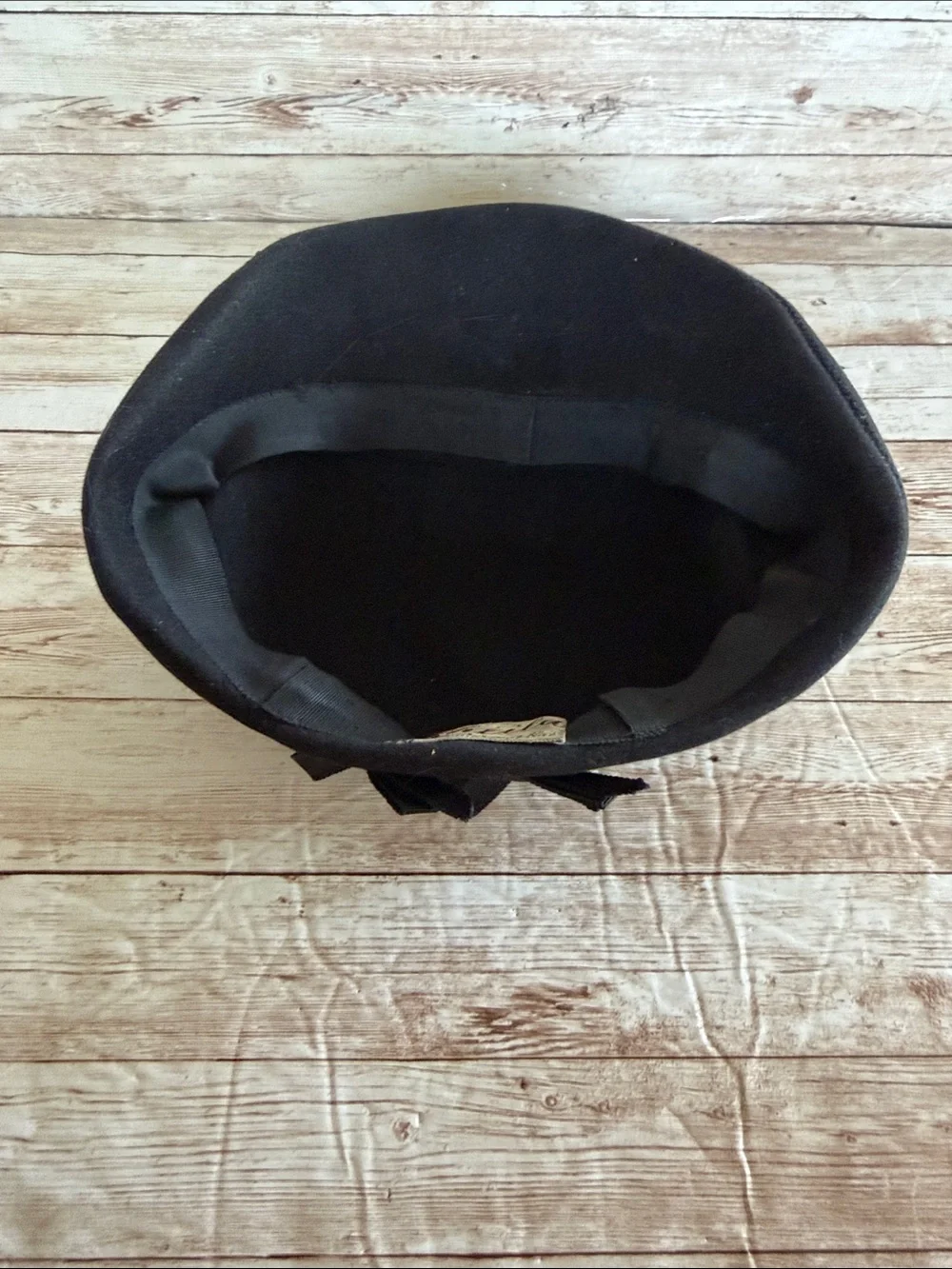 Vintage Black Women's Wool Tilt Hat with Ribbon Accent 1940s 50's - Picture 7 of 12
